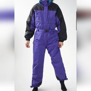 Columbia Vintage 90s One Piece Ski Suit Snow Suit Purple Black Large L